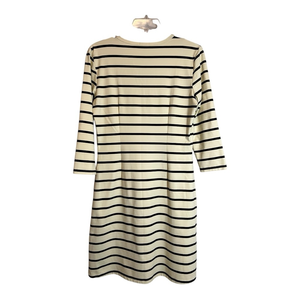 J McLaughlin Catalina Cloth Henley Dress Black Stripe Size Medium - Picture 5 of 8